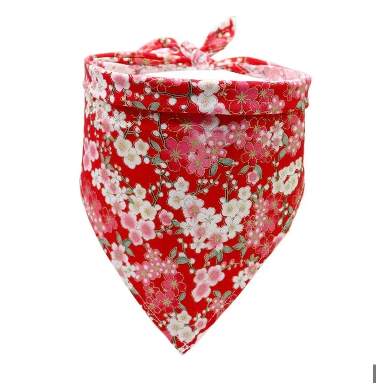 Focus on health and safety:KUTKUT Floral Print Dog Tux | 100% Cotton Dog Bandana Scarf | Triangle Bibs Kerchief | for Puppy, Small, Medium Large Dogs & Cats