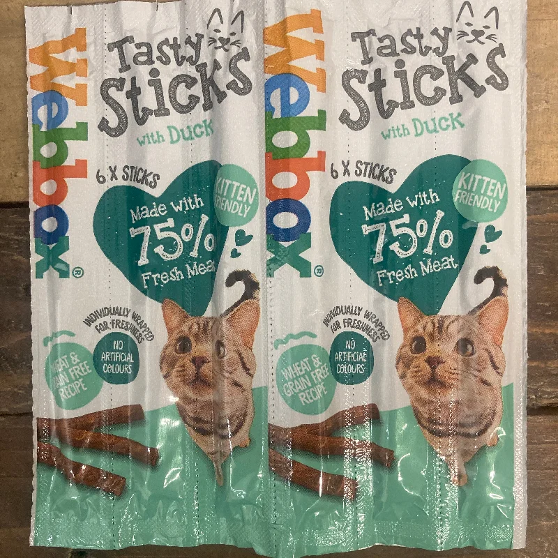    - Grain-free cat food recommendations  24x Webbox Cats Delight Tasty Sticks With Duck (4 Packs of 6 Sticks)