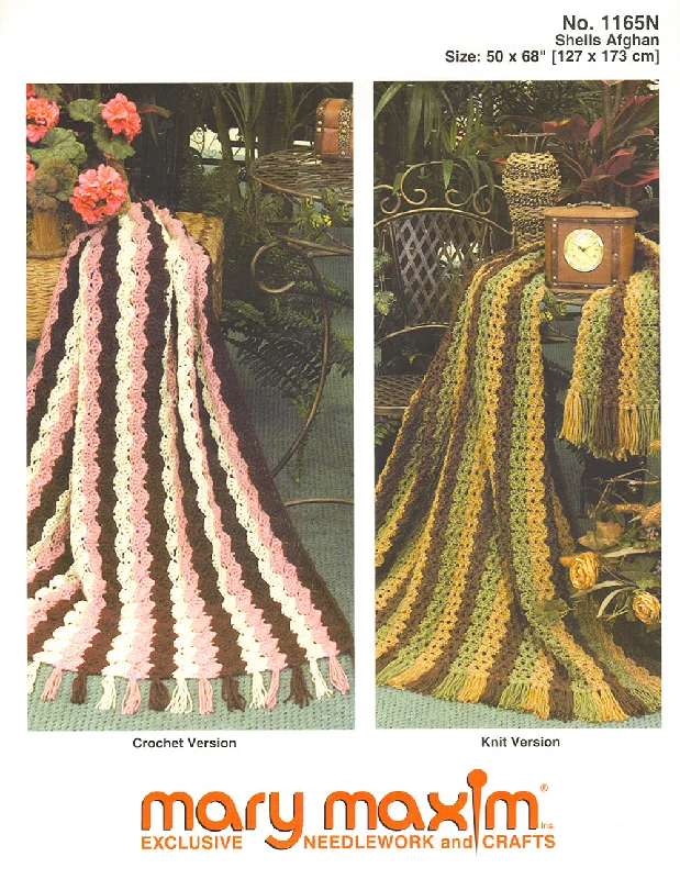 ---Shells Afghan to Knit or Crochet Pattern