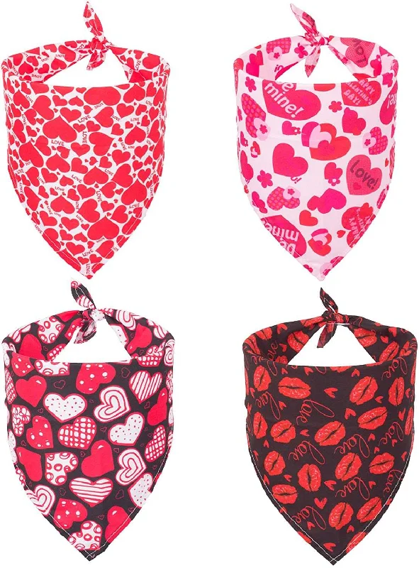 Pet summer light clothesKUTKUT 4 Pack Heart Pattern Dog Bandana Triangle Dog Scarf Red Pink Heart Design Valentine Pet Bandana for Small Dogs Cats (Size: 40 * 30 * 30cm)