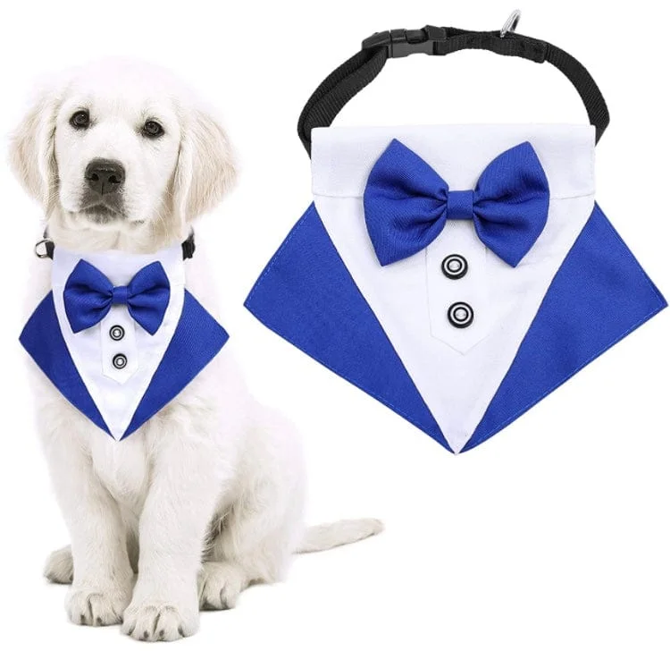 Cat clothesKUTKUT Formal Dog Tuxedo Bandana | Dog Wedding Bandana, Adjustable Dog Bowtie Collar Bandana, Adjustable Neckerchief for Small Dog and Cat.