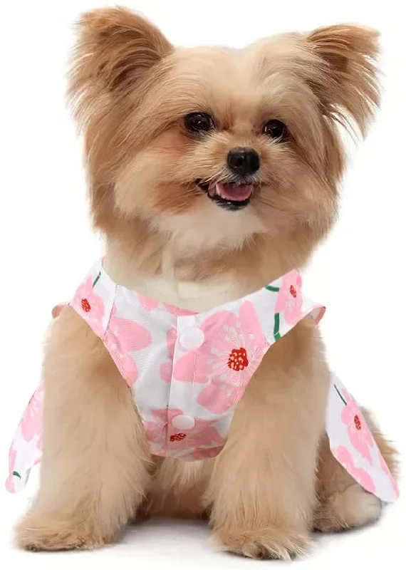 Non-toxic pet clothesKUTKUT Cute Floral Pattern Dog Dress with Lovely Bow Pet Apparel Dog Clothes for Small Breed Dogs & Cats | Puppy Summer Dress Birthday Pet Apparel Dress (Pink)