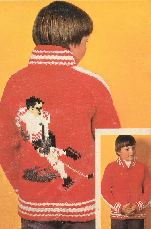 ---Children's Cardigan - Hockey Player Pattern