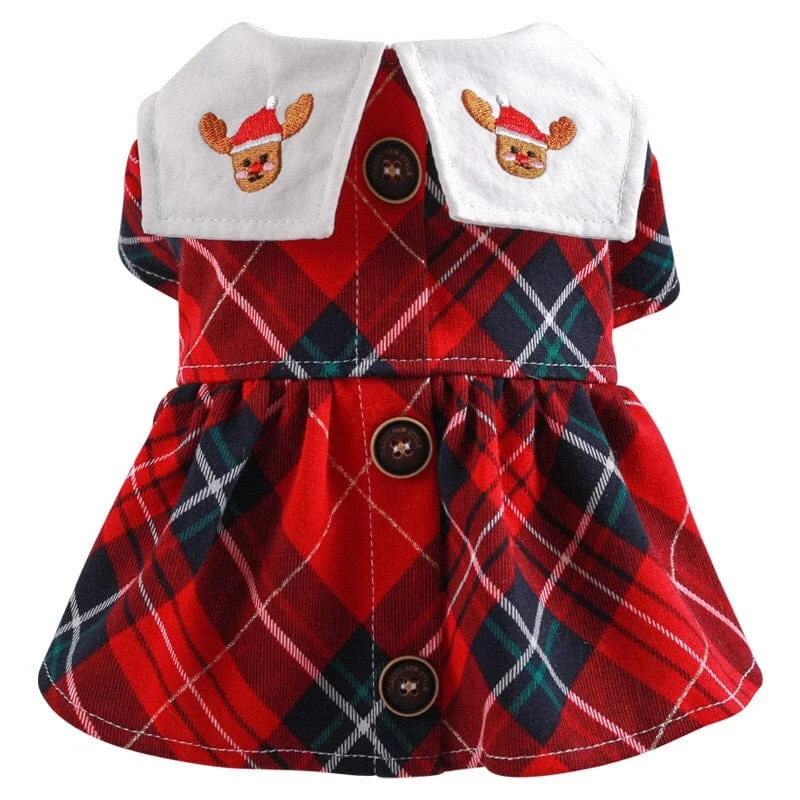 Classification by brand or style:KUTKUT Red Plaid Sailor Collar Button Decor Dress for Small Dogs | Cute Skirt Dress for Puppy, Cats & Dogs for Pomeranian, Paillons, Yoriki, Maltese etc  (Red)